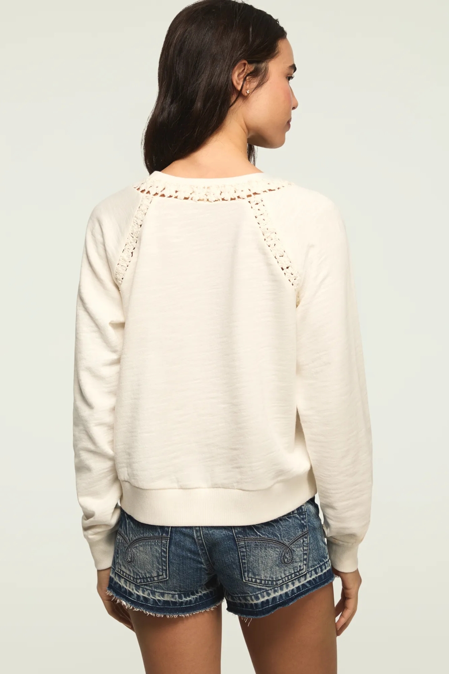 LACE TRIMMED FLEECE CREW, image 3