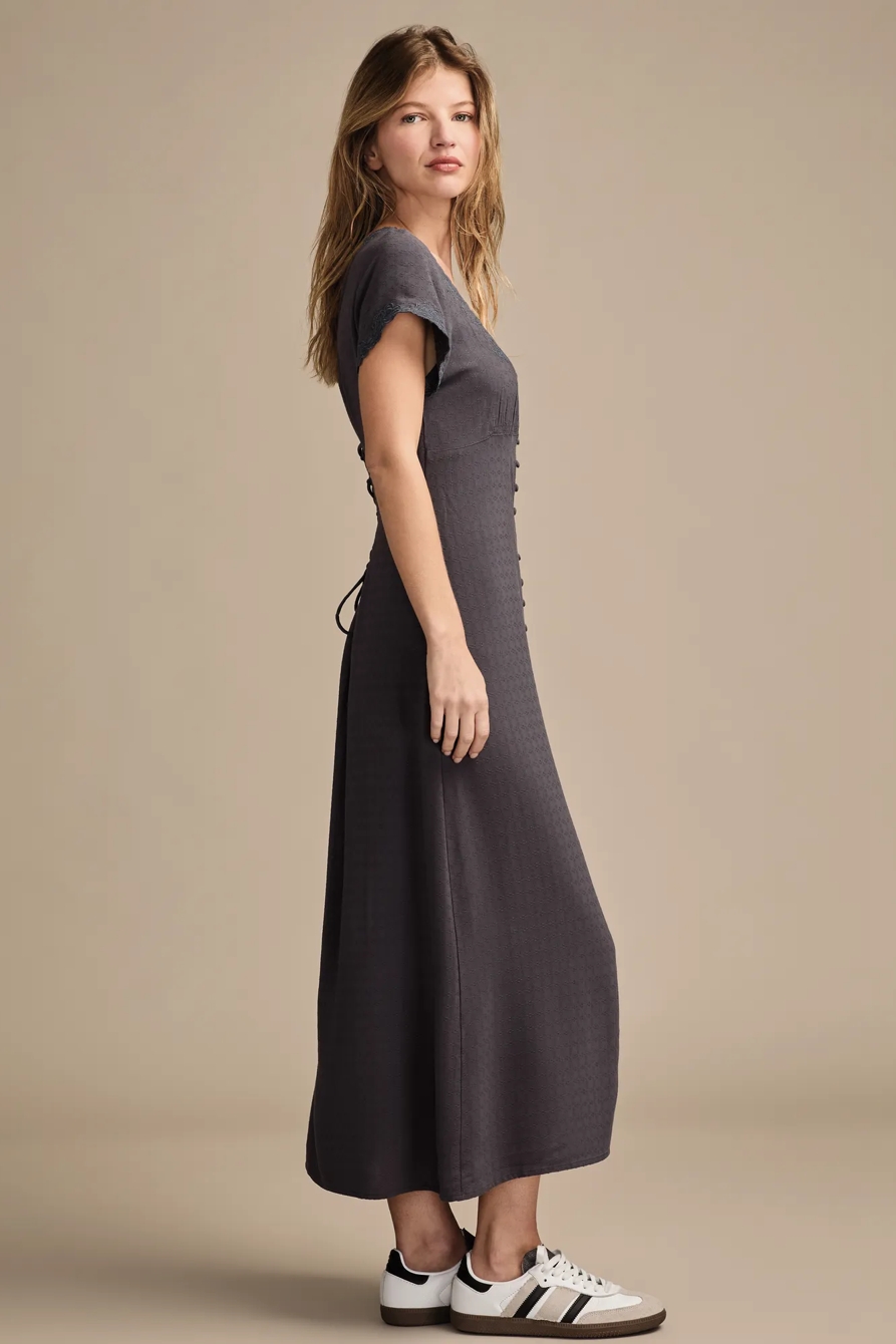 EMBROIDERED SHORT SLEEVE SIMONE MIDI DRESS, image 4