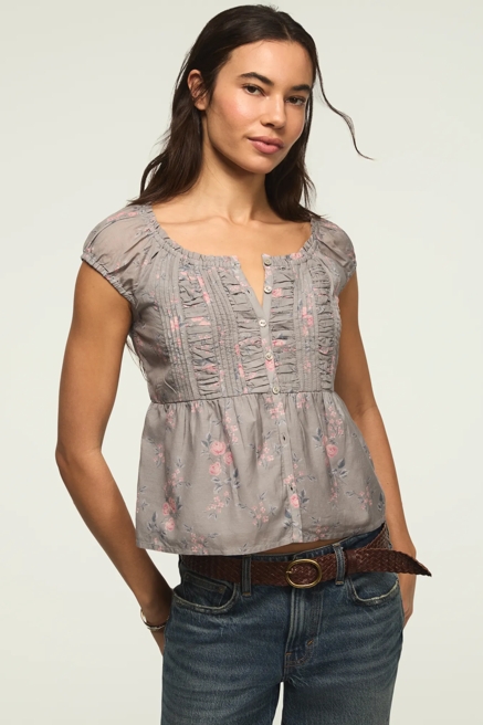 RUCHED BUTTON THROUGH TOP, image 1