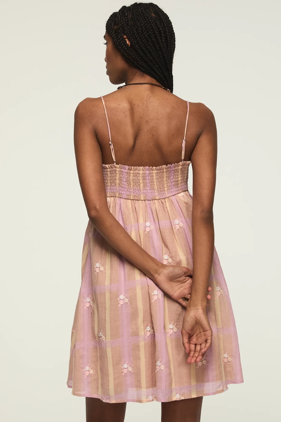 EMBROIDERED PLAID MINI DRESS, image 3