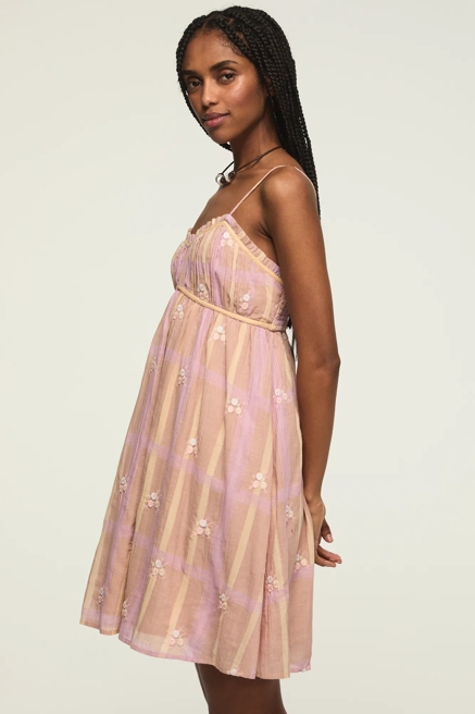 EMBROIDERED PLAID MINI DRESS, image 4