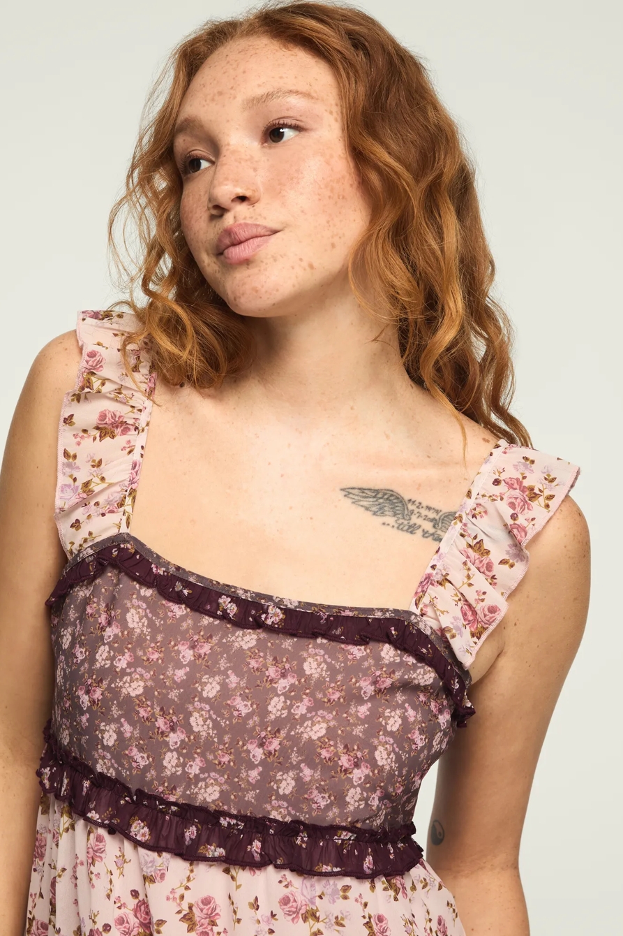 PRINT MIX RUFFLE MINI DRESS, image 5