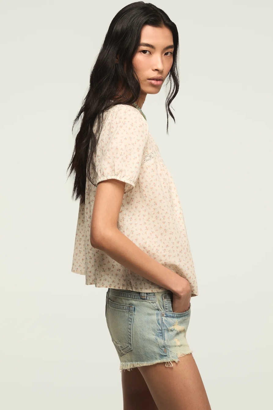 LACE HENLEY PEASANT BLOUSE, image 4