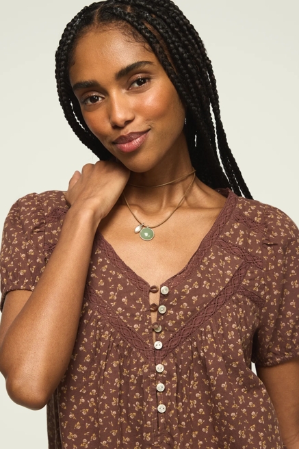 LACE HENLEY PEASANT BLOUSE, image 2