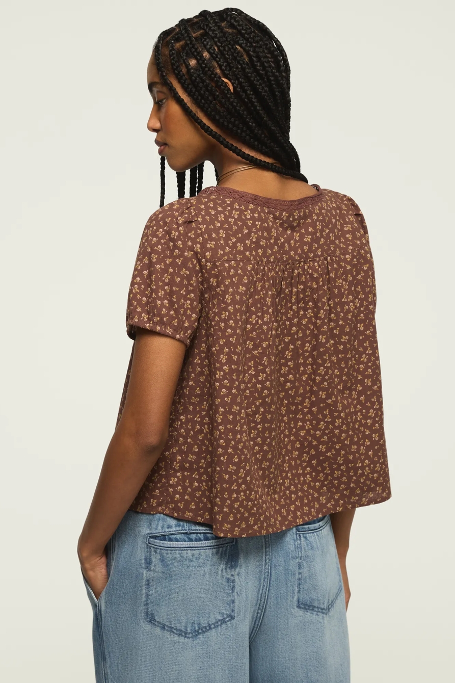 LACE HENLEY PEASANT BLOUSE, image 3