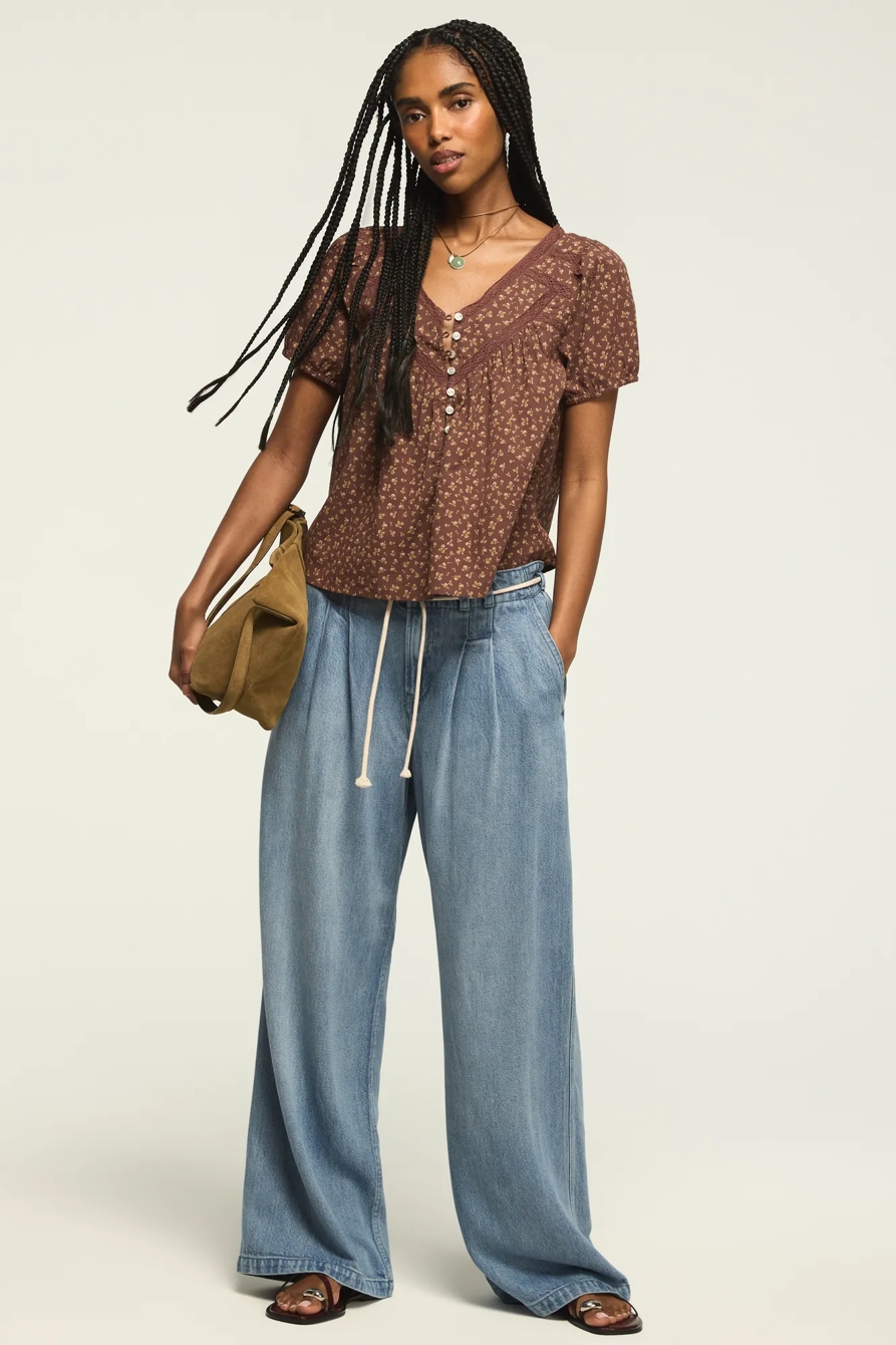 LACE HENLEY PEASANT BLOUSE, image 5