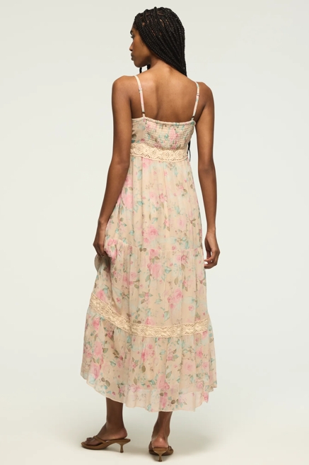 PRINTED LACE TIERED MIDI DRESS, image 3
