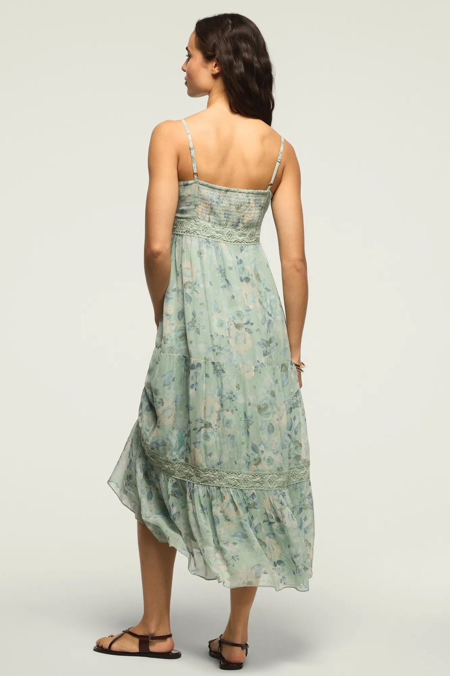 PRINTED LACE TIERED MIDI DRESS, image 3
