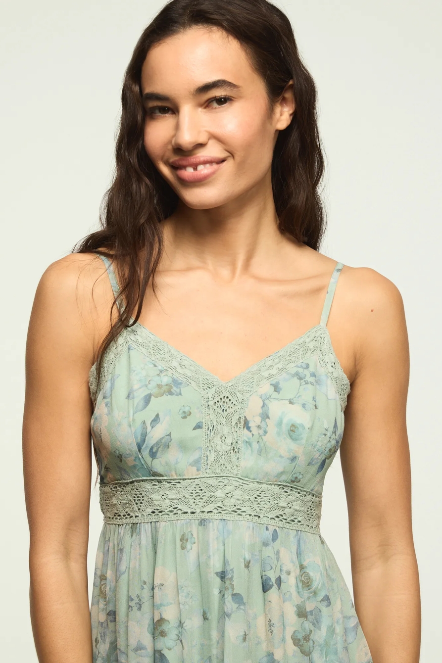 PRINTED LACE TIERED MIDI DRESS, image 6