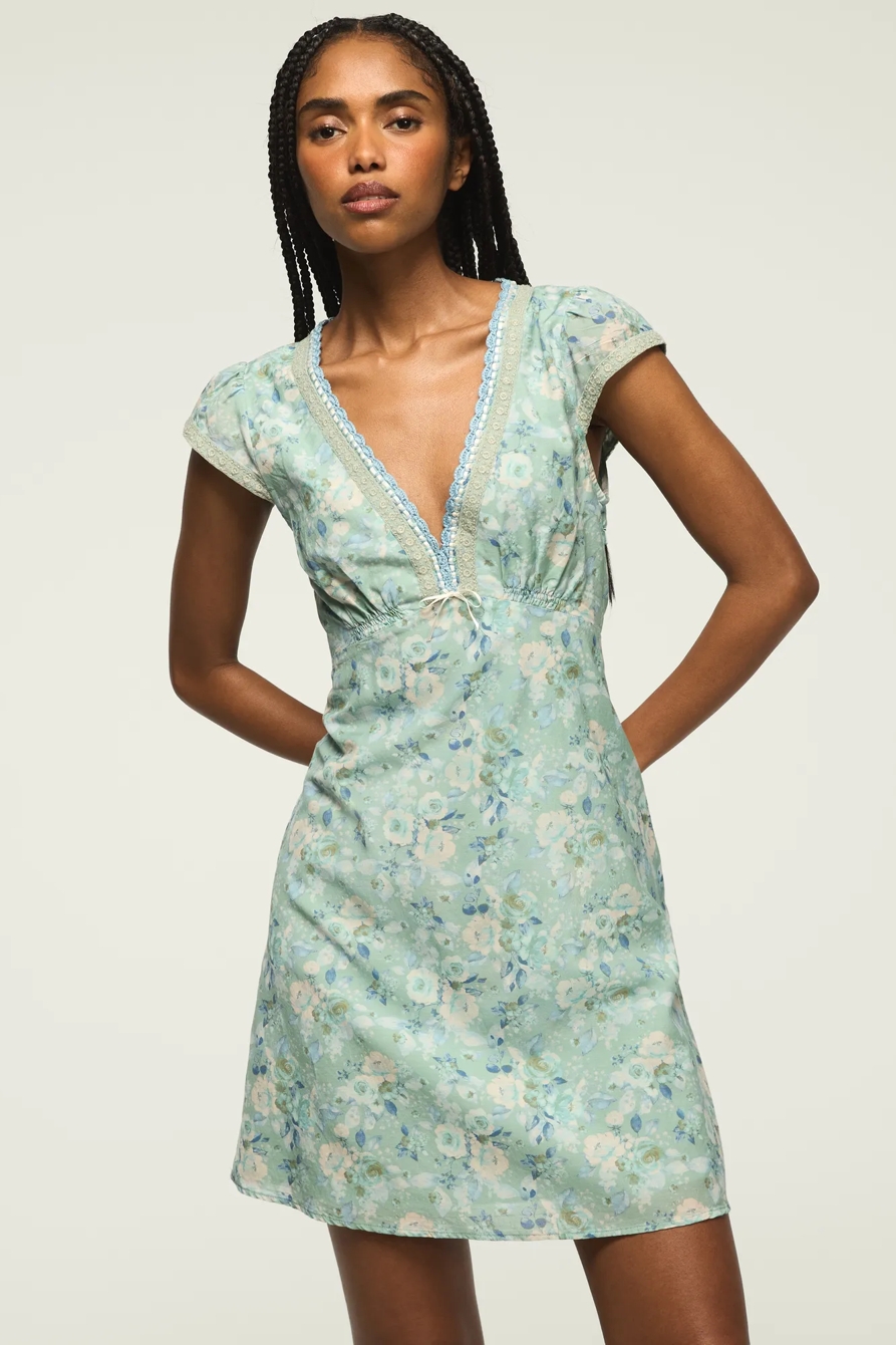 CAP SLEEVE PRINTED MINI DRESS, image 2