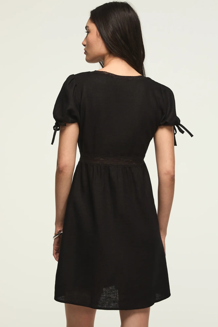 SHORT SLEEVE LACE BTTN THROUGH MINI DRESS, image 3