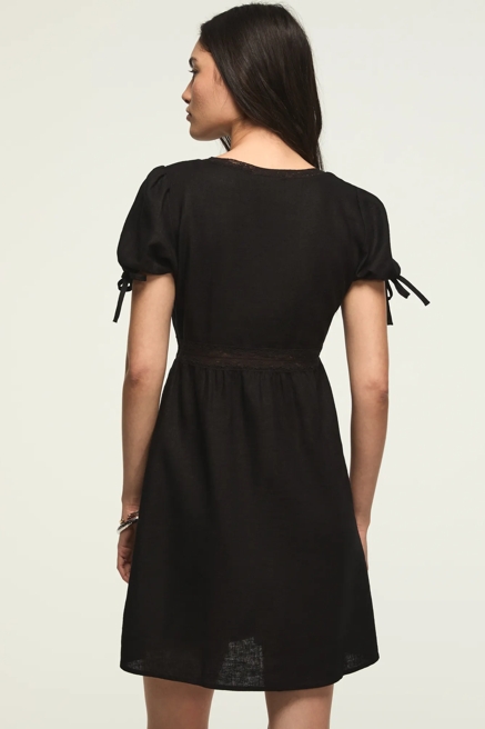 SHORT SLEEVE LACE BTTN THROUGH MINI DRESS, image 3