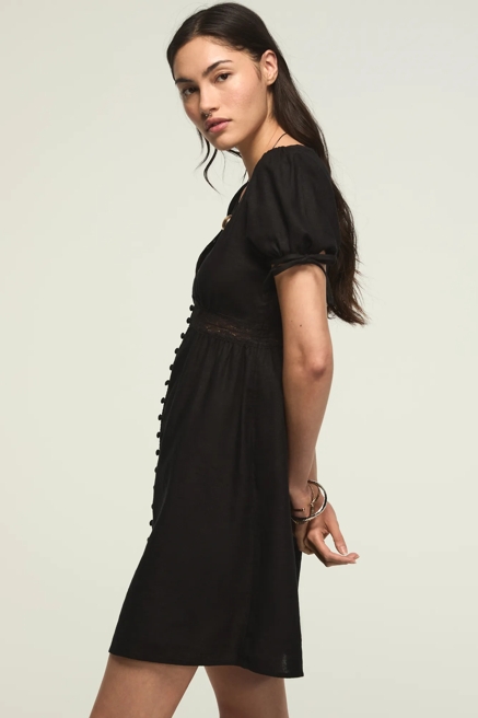 SHORT SLEEVE LACE BTTN THROUGH MINI DRESS, image 4