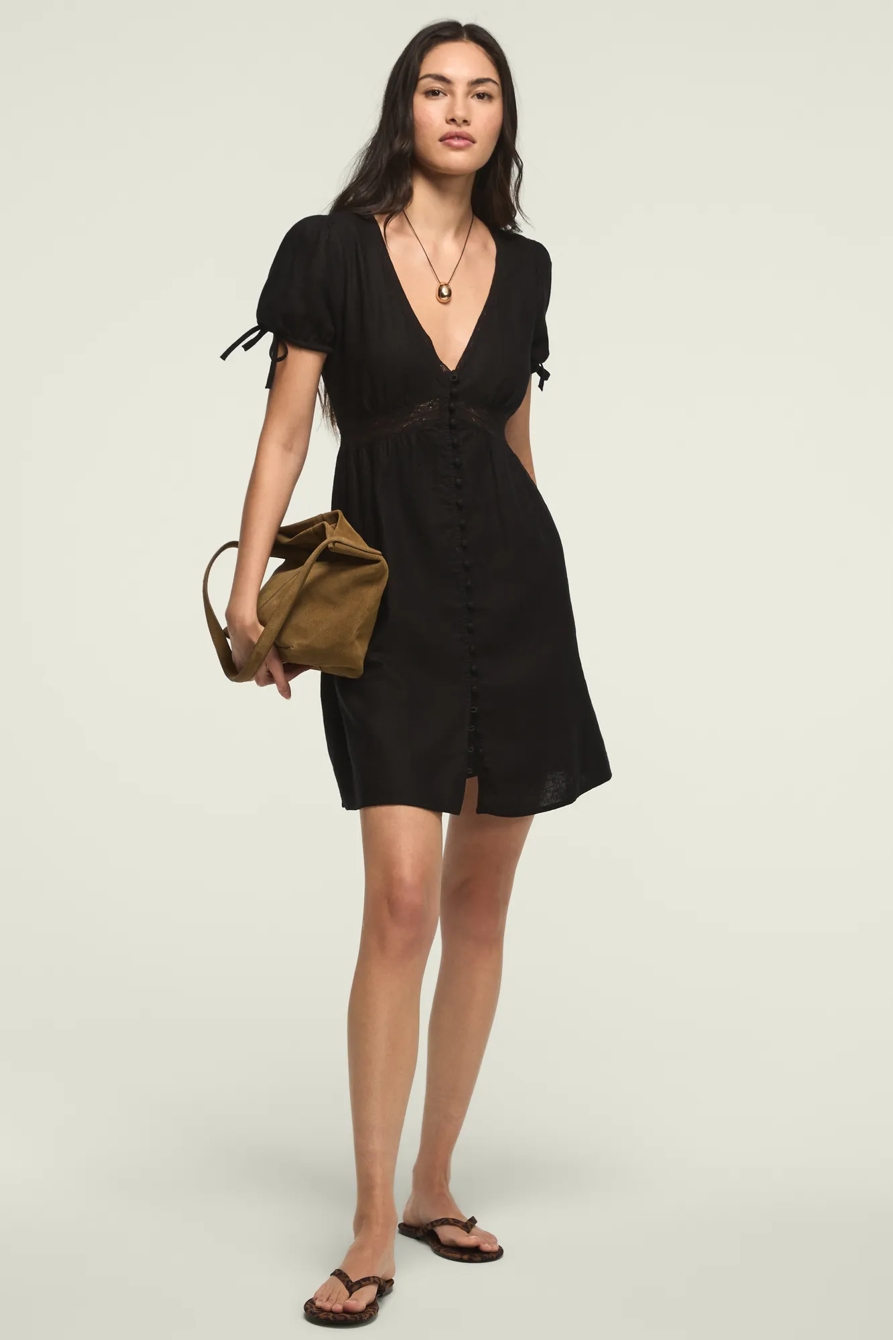 SHORT SLEEVE LACE BTTN THROUGH MINI DRESS, image 5