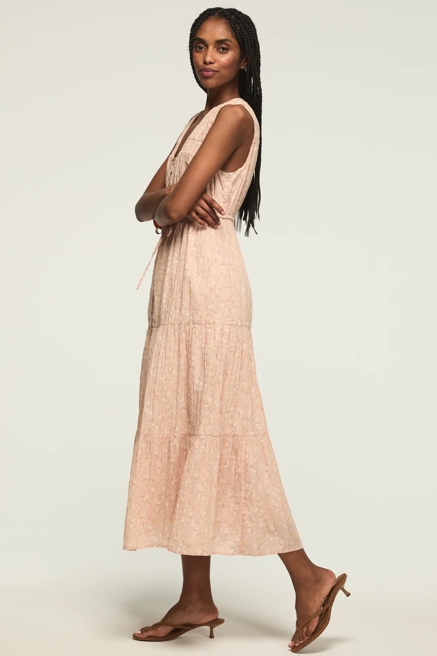 CRINKLE TIERED MIDI DRESS, image 4