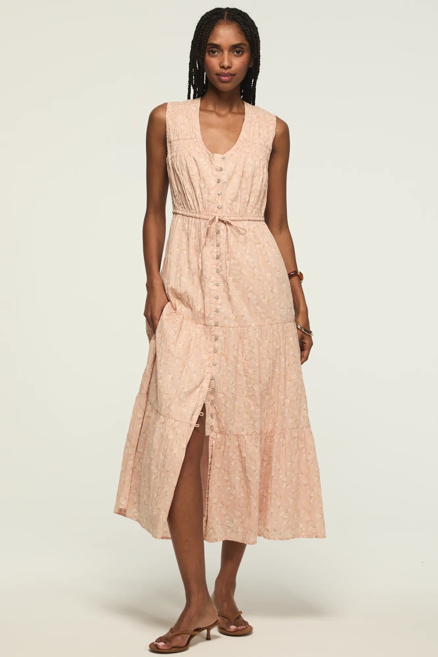 CRINKLE TIERED MIDI DRESS, image 5