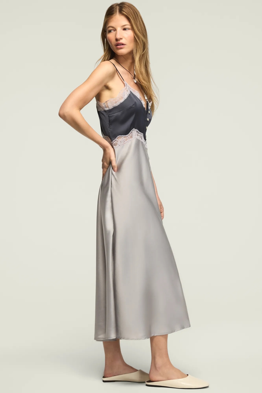 BUTTON FRONT LACE SLIP DRESS, image 4