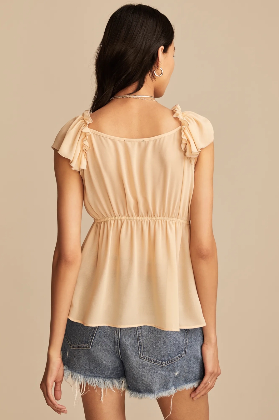 Lucky Brand Upcycled FLUTTER SLEEVE BLOUSE, image 3