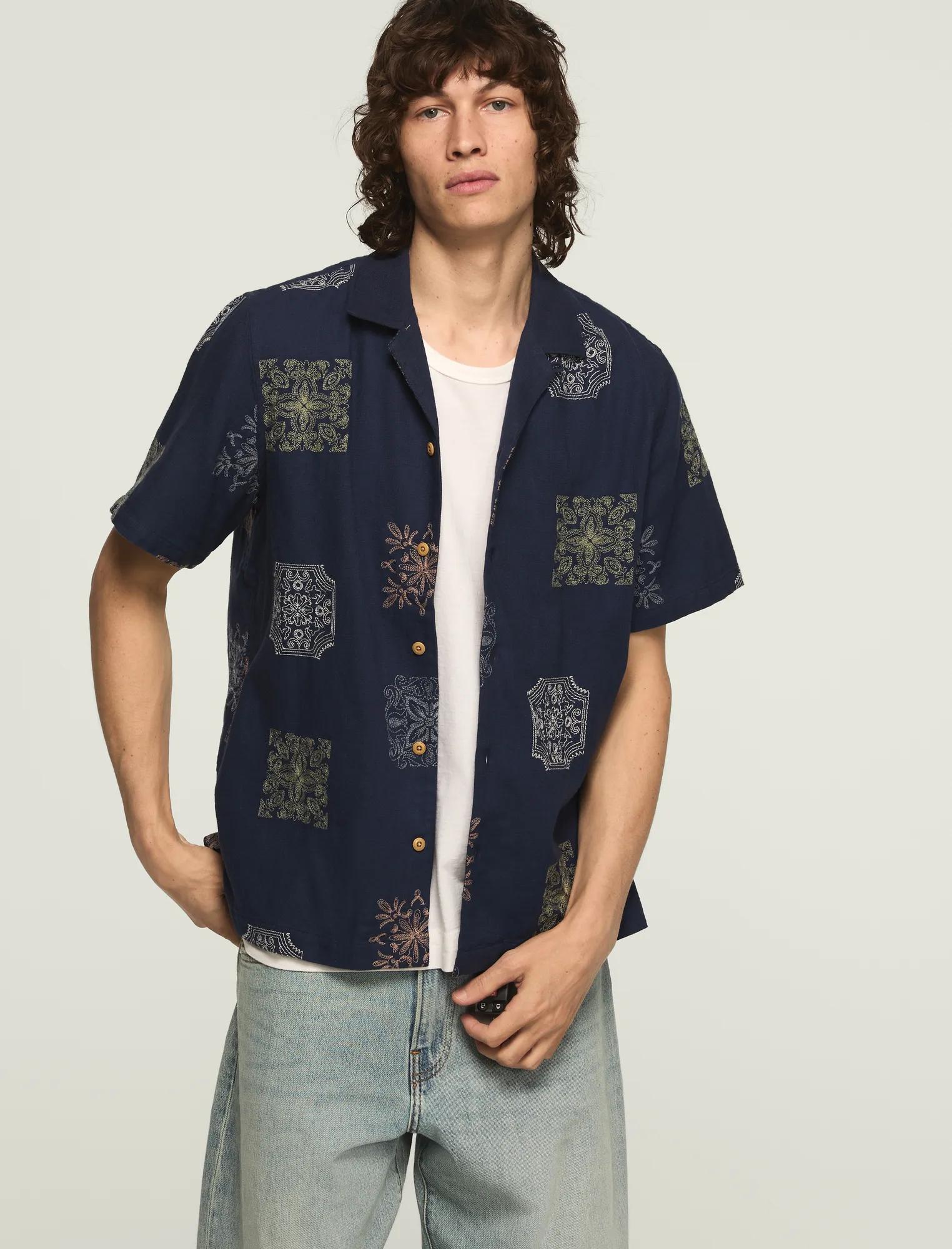 Abercrombie & Fitch Camp Collar Cropped Lace Shirt | Arden Fair