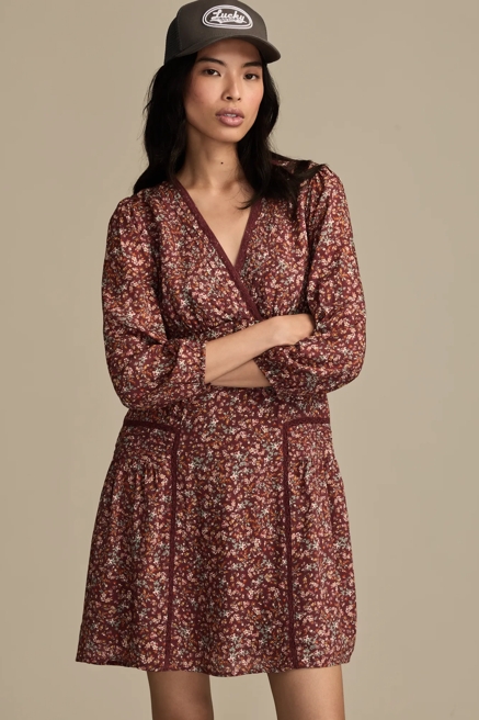 3/4 SLEEVE V-NECK MINI DRESS, image 1