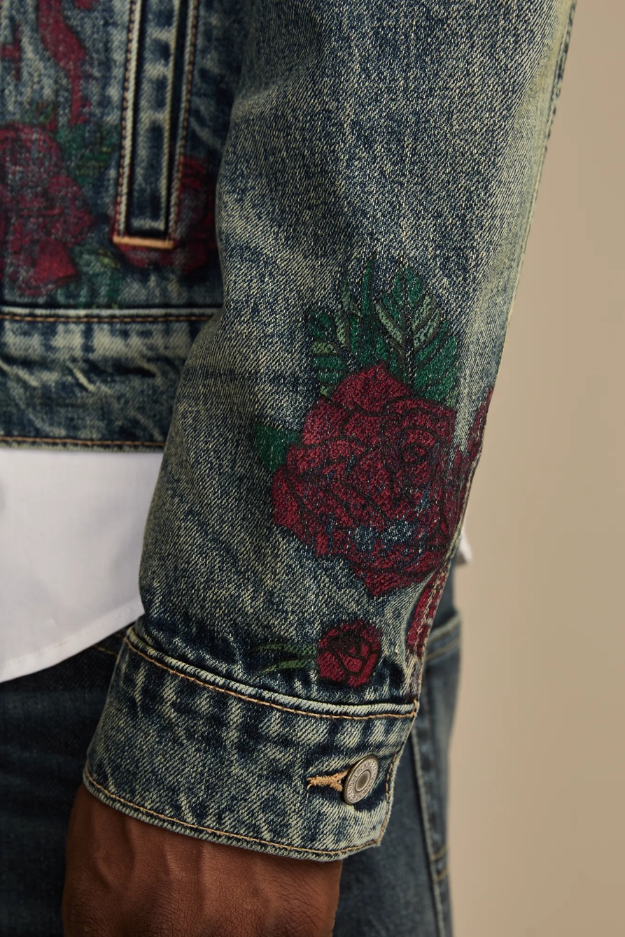 GUNS N ROSES FALLEN ROSES DENIM TRUCKER JACKET, image 3