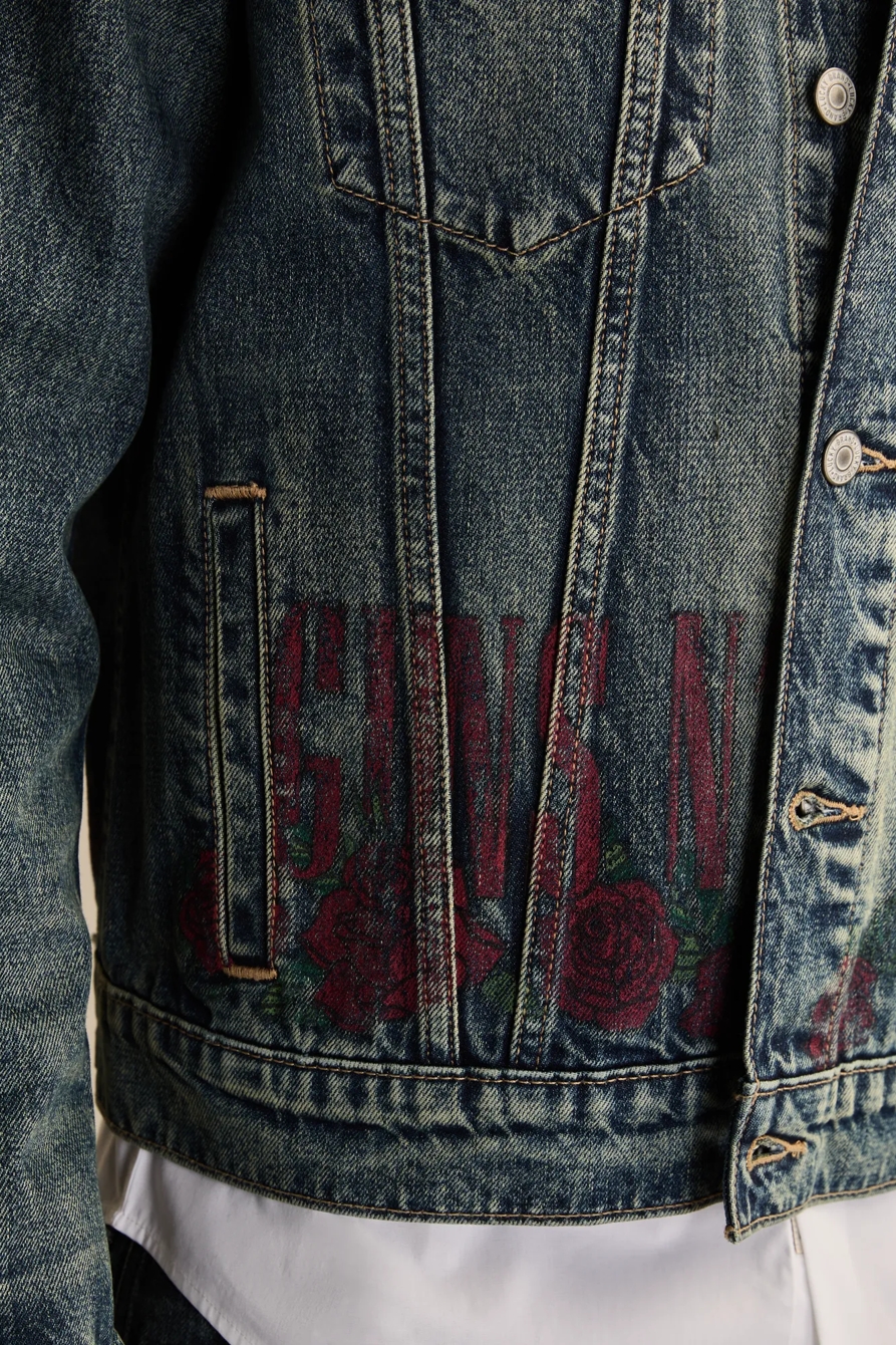 GUNS N ROSES FALLEN ROSES DENIM TRUCKER JACKET, image 4
