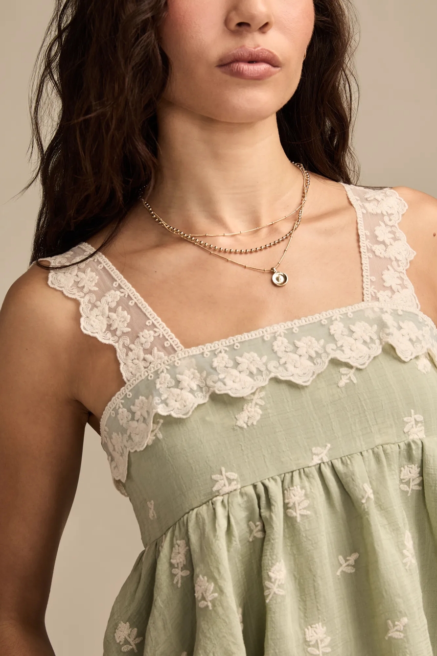 FLORAL EMBROIDERED SWING TANK