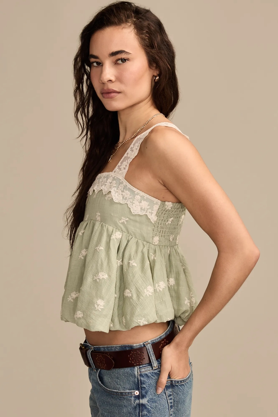 FLORAL EMBROIDERED SWING TANK