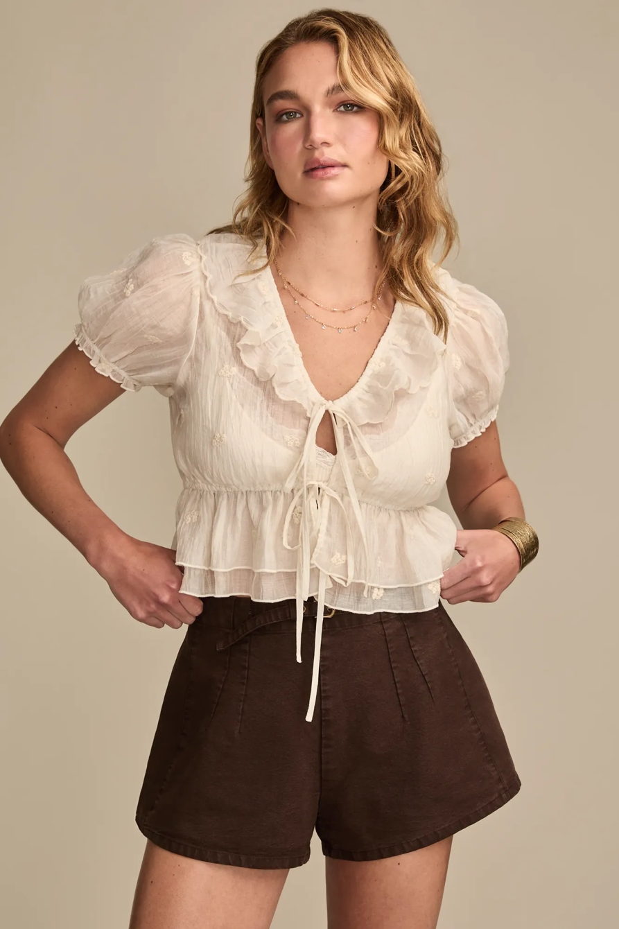 RUFFLE TIE FRONT BLOUSE, image 3