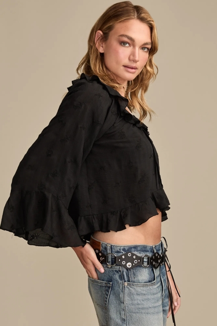 RUFFLE V NECK LONG SLEEVE BLOUSE, image 3
