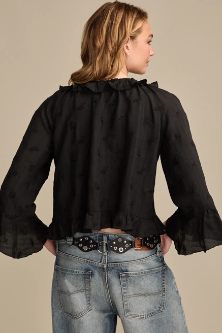 RUFFLE V NECK LONG SLEEVE BLOUSE, image 4