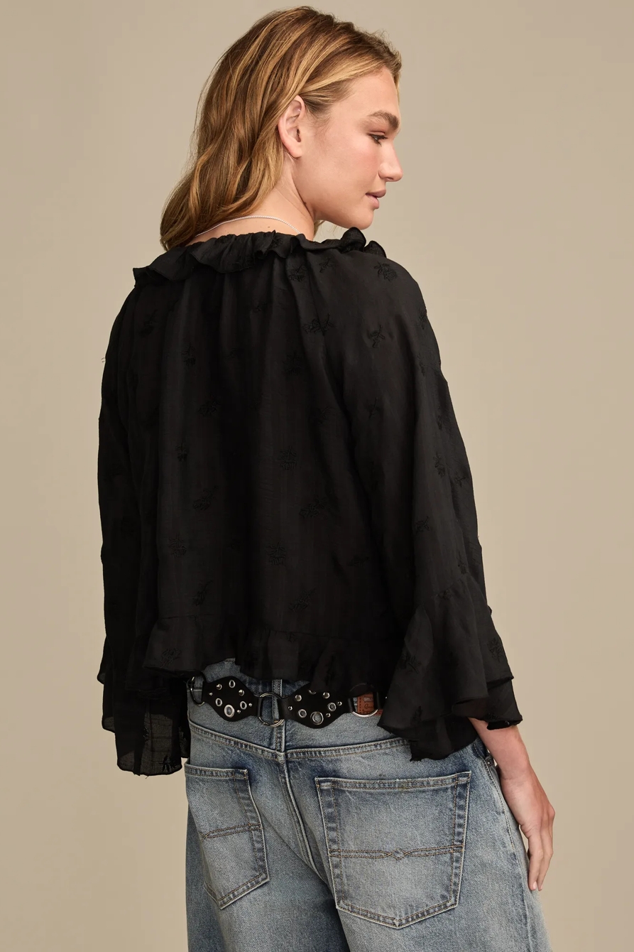 RUFFLE V NECK LONG SLEEVE BLOUSE, image 5