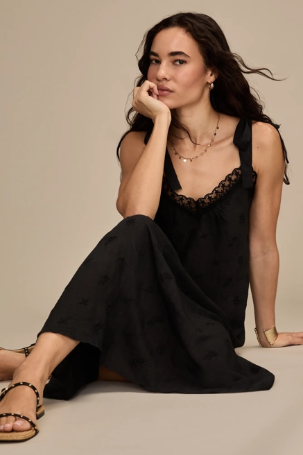 EMBROIDERED TIE STRAP SLIP DRESS, image 2