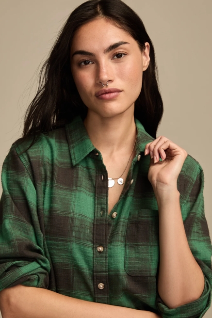 CLYDE PLAID BOYFRIEND BUTTON DOWN SHIRT, image 2