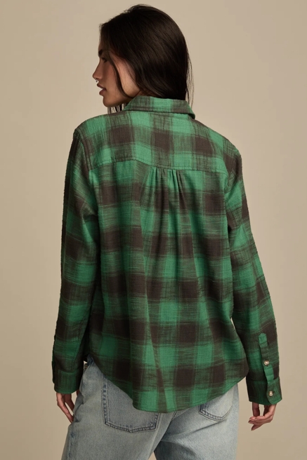 CLYDE PLAID BOYFRIEND BUTTON DOWN SHIRT, image 3