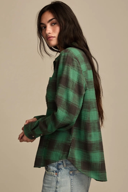 CLYDE PLAID BOYFRIEND BUTTON DOWN SHIRT, image 4