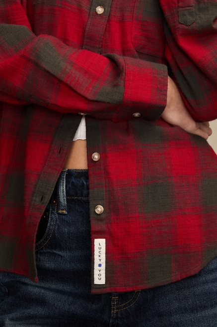 CLYDE PLAID BOYFRIEND BUTTON DOWN SHIRT, image 2