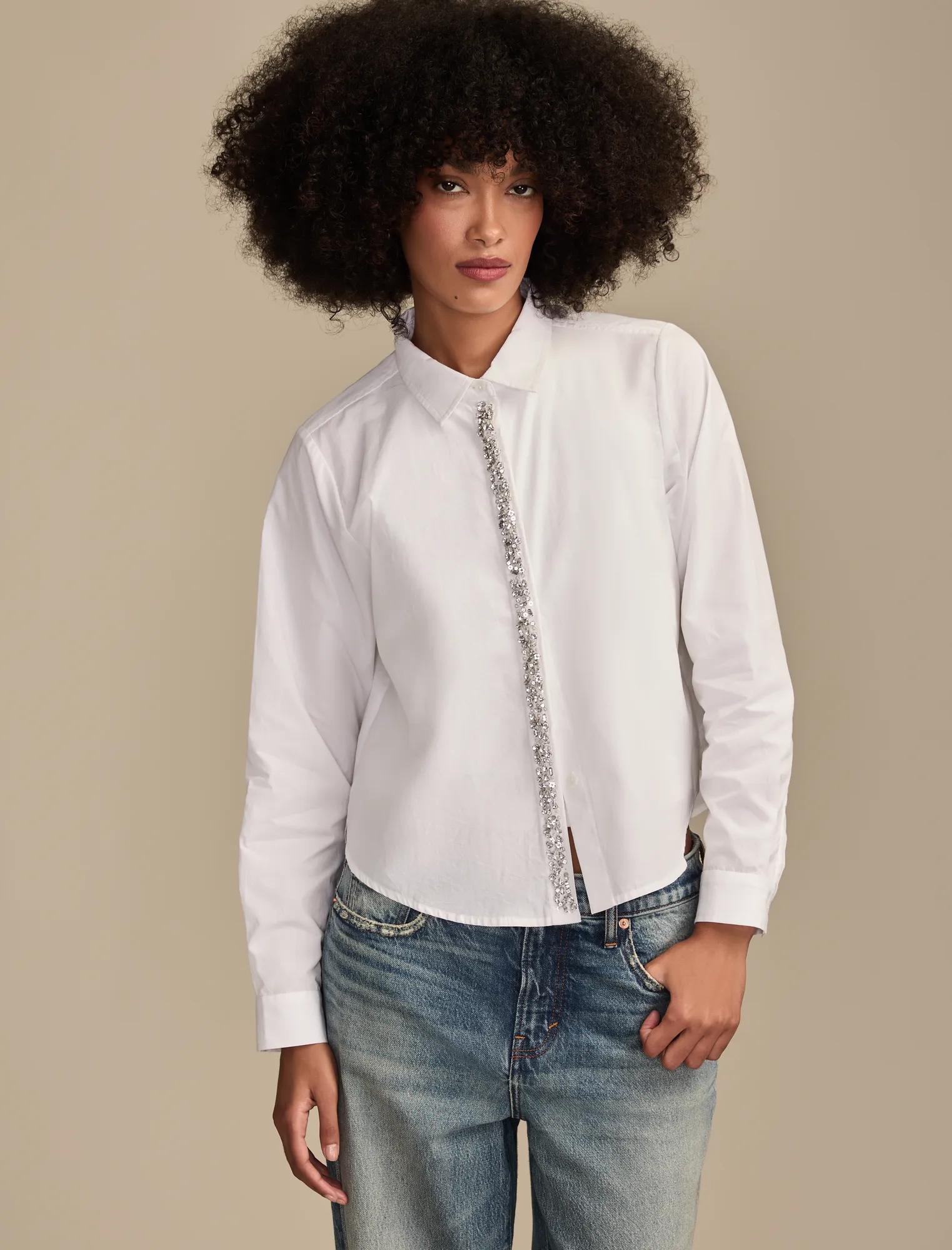 bejeweled button up shirt