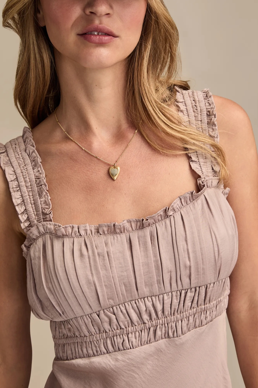 RUCHED BODICE SLIP MIDI DRESS, image 2