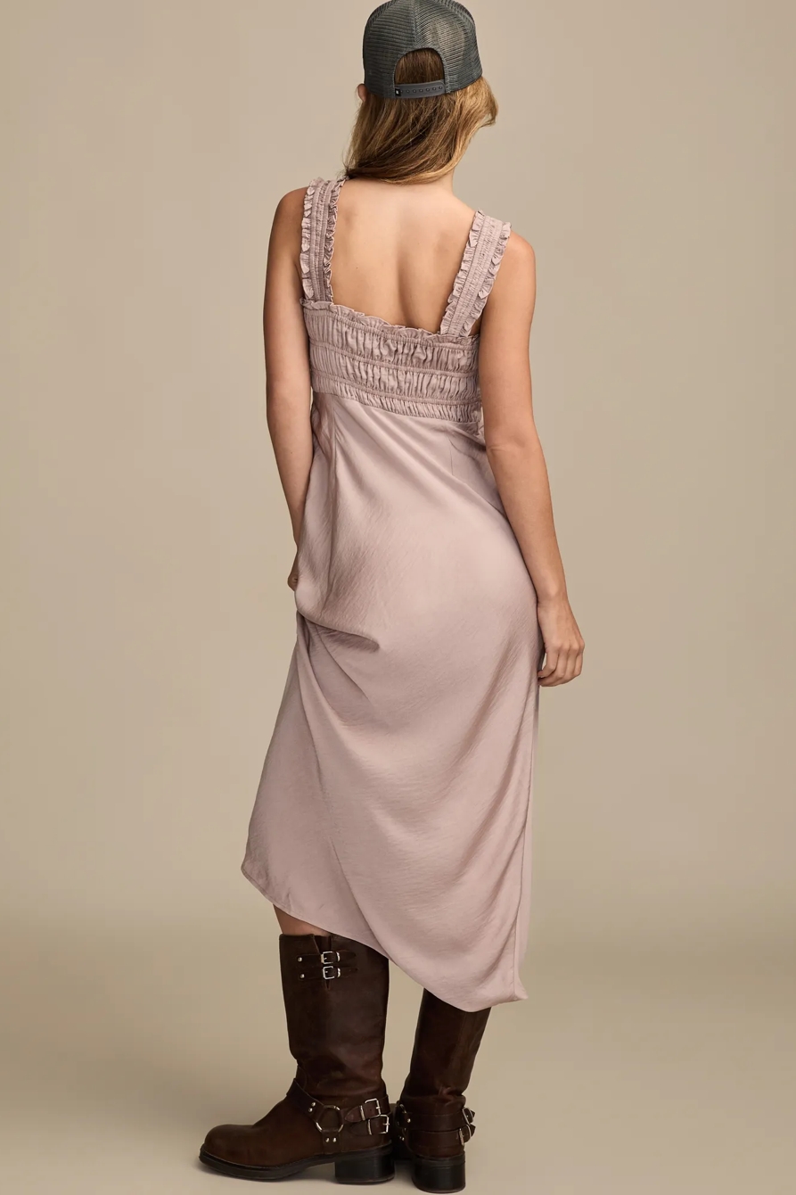 RUCHED BODICE SLIP MIDI DRESS, image 3