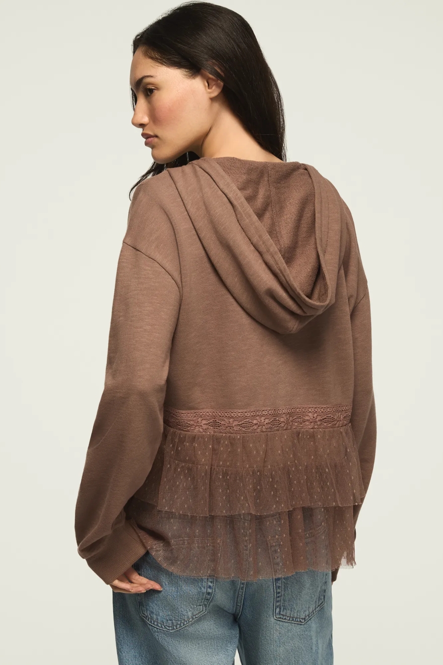 LACE TRIM PEPLUM ZIP UP, image 3