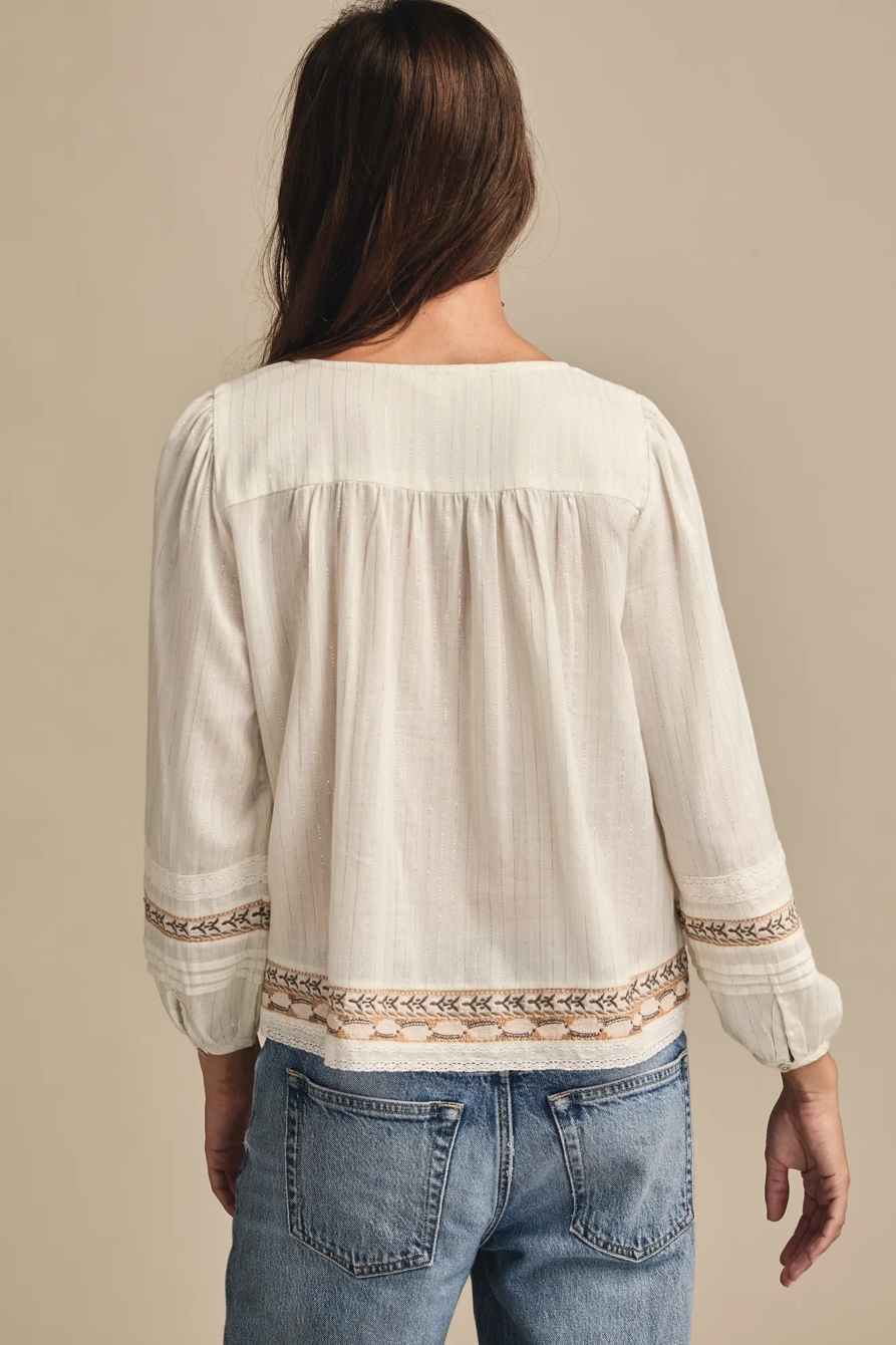 EMBROIDERED SQUARE NECK PEASANT, image 3