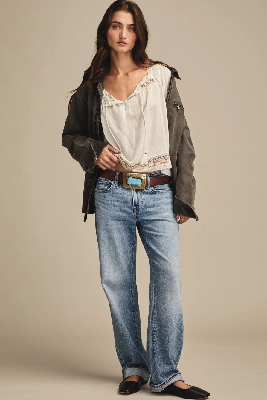 EMBROIDERED SQUARE NECK PEASANT, image 5