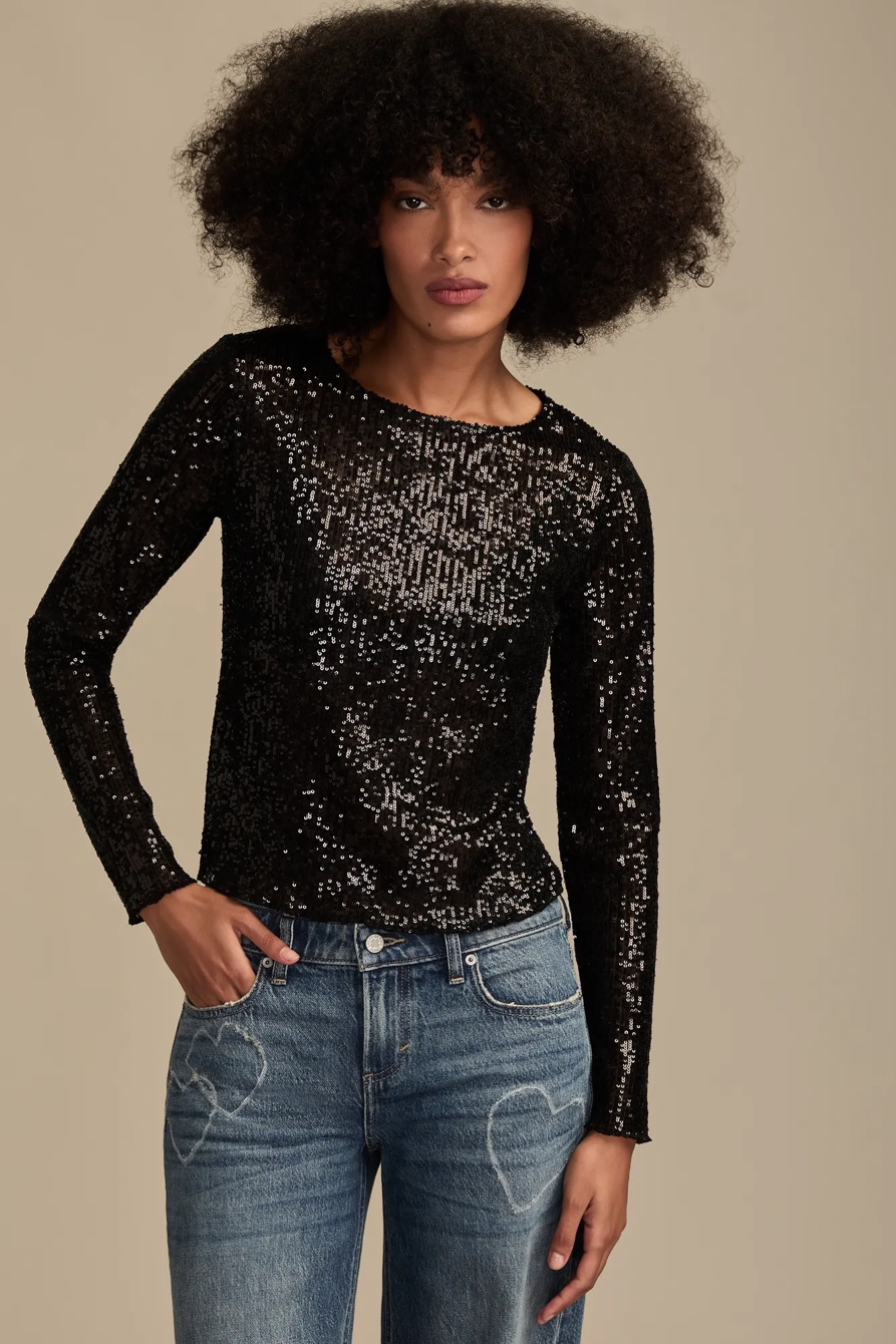 SEQUIN LONG SLEEVE TOP, image 2