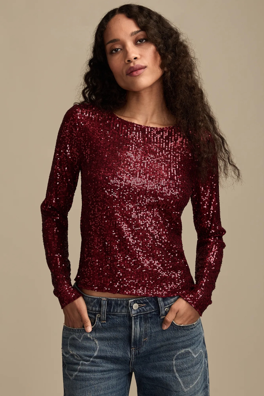 SEQUIN LONG SLEEVE TOP, image 2