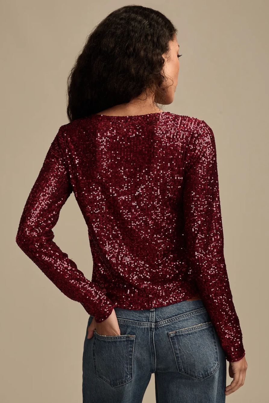 SEQUIN LONG SLEEVE TOP, image 3