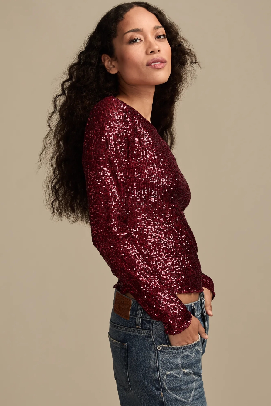 SEQUIN LONG SLEEVE TOP, image 4