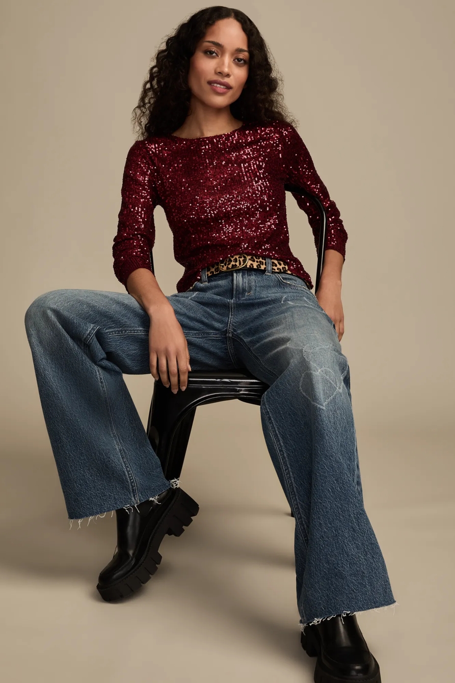 SEQUIN LONG SLEEVE TOP, image 5