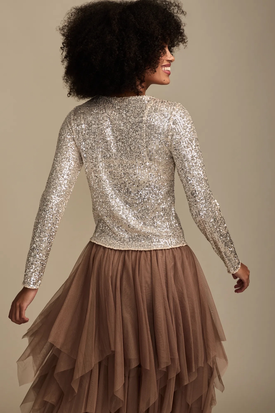 SEQUIN LONG SLEEVE TOP, image 3