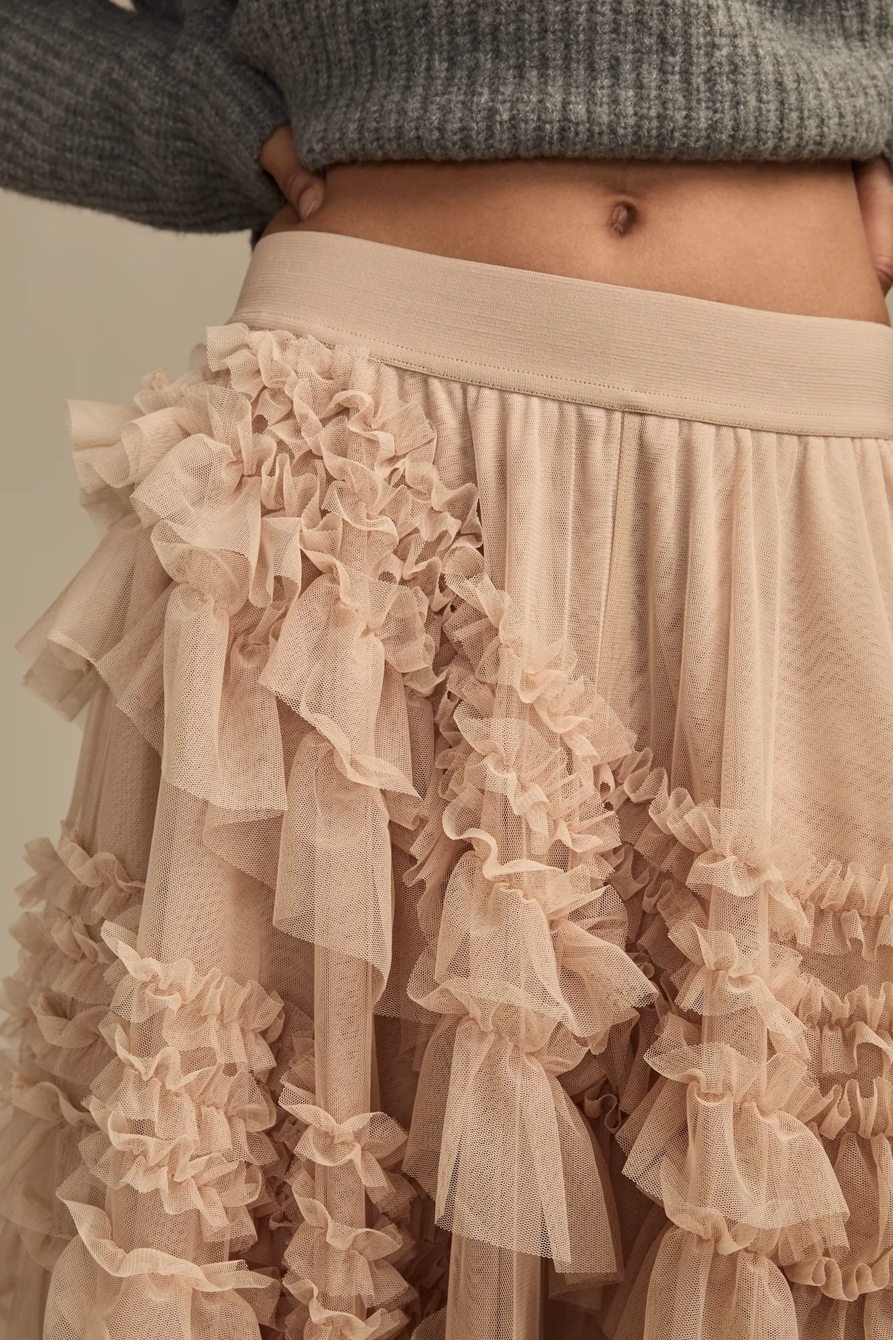 MESH RUFFLE MIDI SKIRT, image 5